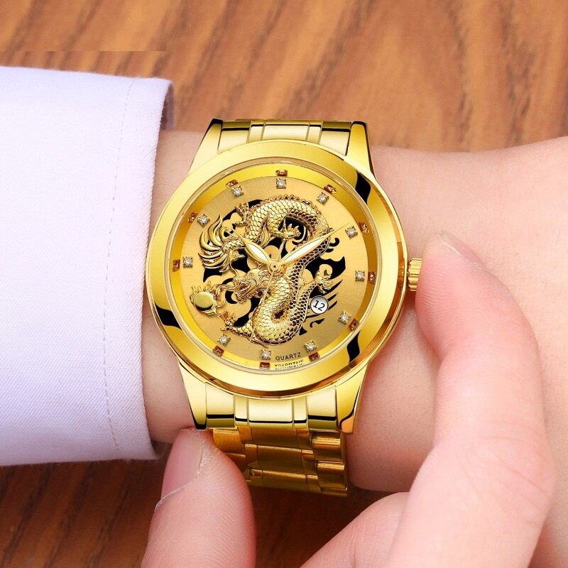 Ultrathin Golden Dragon Watch