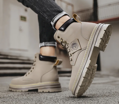 Men's Boots Patchwork Design Leather