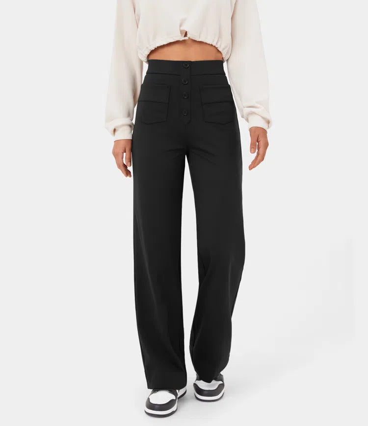 Women's Trousers with Buttons and Stylish Design