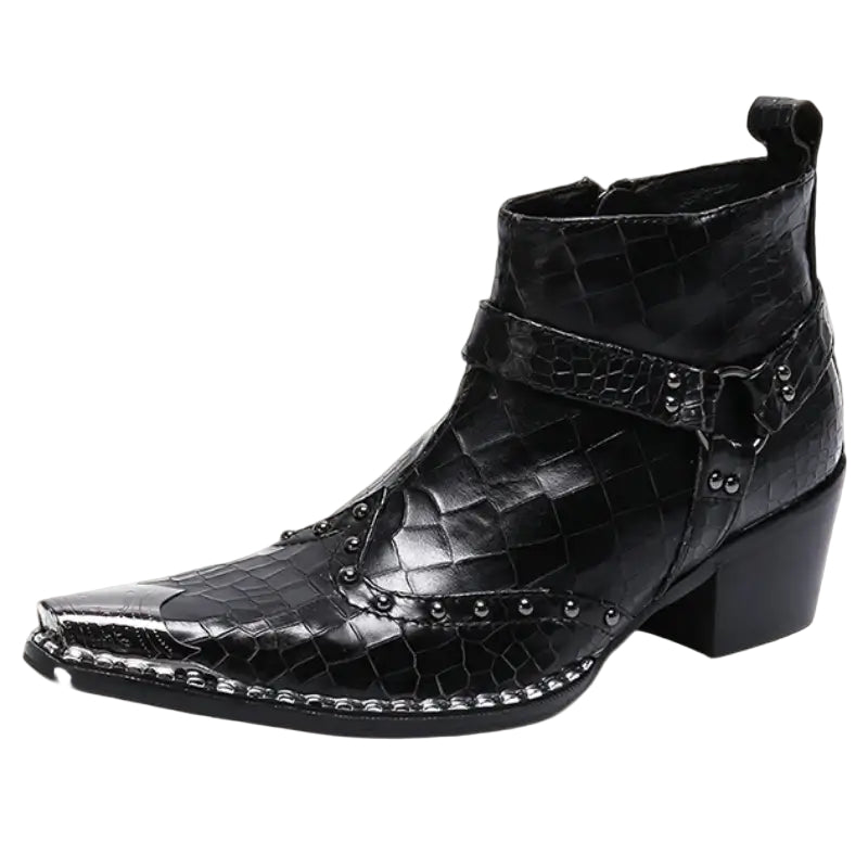 Men's Cowboy Boots Low with Crocodile Print