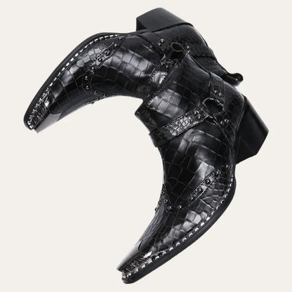 Men's Cowboy Boots Low with Crocodile Print