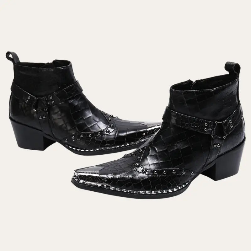 Men's Cowboy Boots Low with Crocodile Print