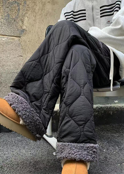 Men's Fleece Trousers with Pockets and Patchwork