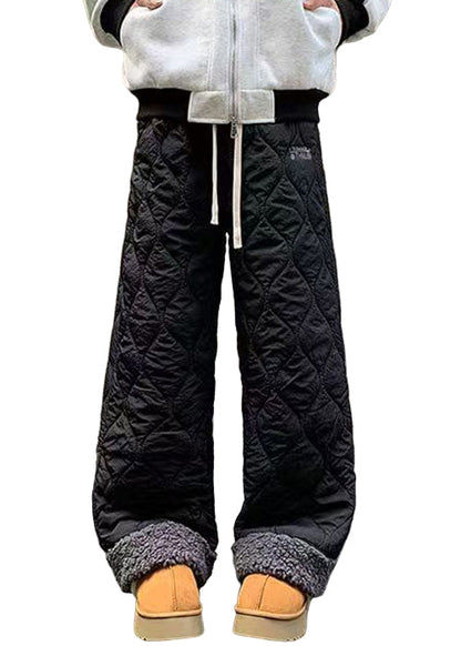 Men's Fleece Trousers with Pockets and Patchwork