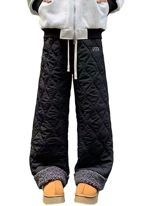 Men's Fleece Trousers with Pockets and Patchwork