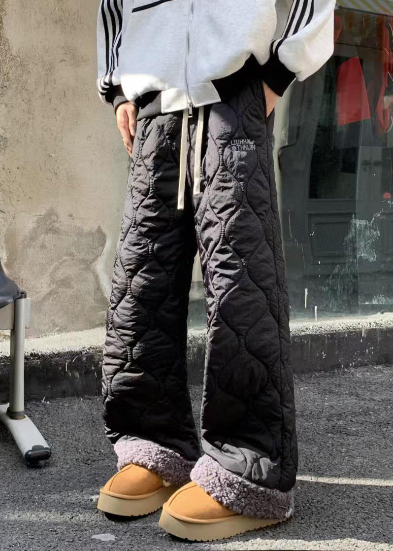 Men's Fleece Trousers with Pockets and Patchwork