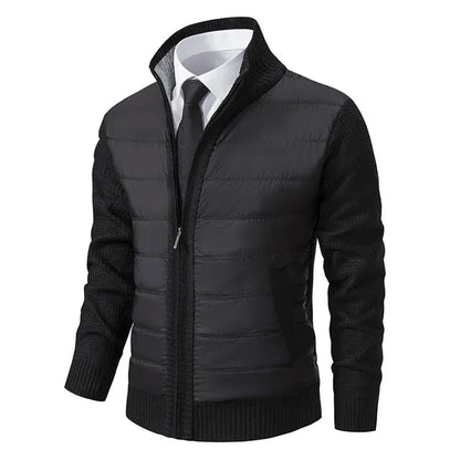 Men's Quilted Jacket with Ribbed Sleeves