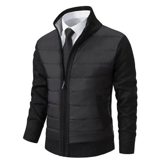 Men's Quilted Jacket with Ribbed Sleeves