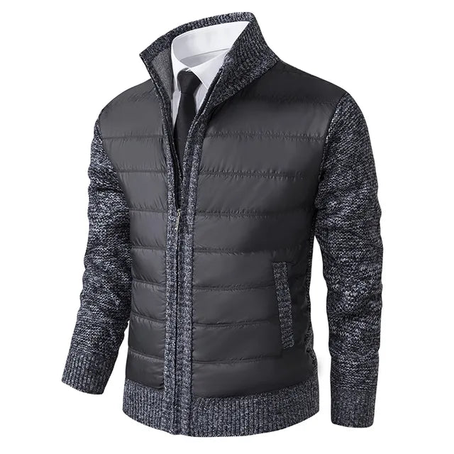 Men's Quilted Jacket with Ribbed Sleeves