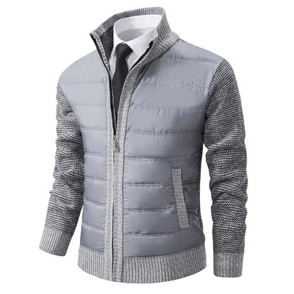 Men's Quilted Jacket with Ribbed Sleeves