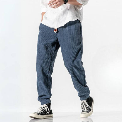 Men's jogging trousers corduroy with adjustable drawstring