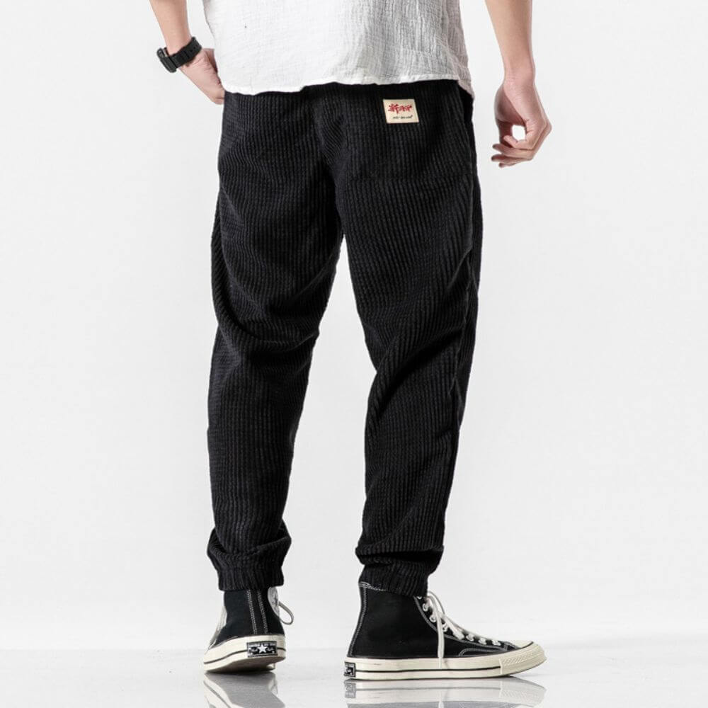 Men's jogging trousers corduroy with adjustable drawstring