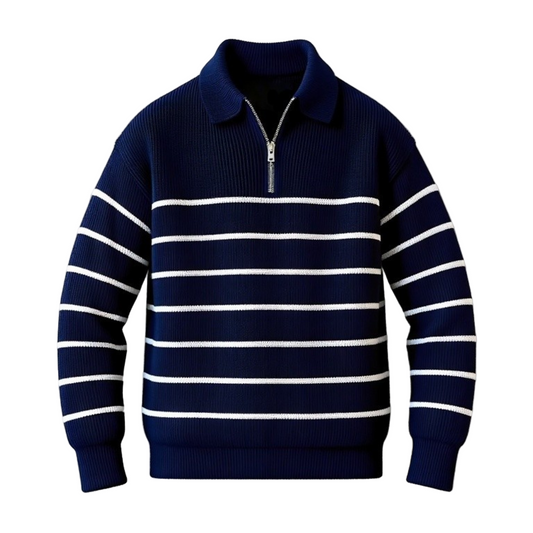 Men's Jumper Halfzip Nautical Style