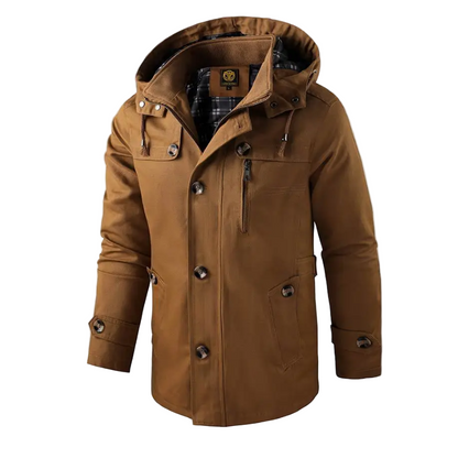 Men's Long Winter Jacket Waterproof with Hood
