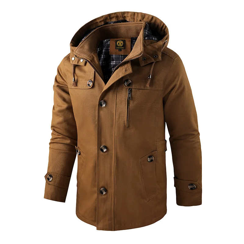 Men's Long Winter Jacket Waterproof with Hood