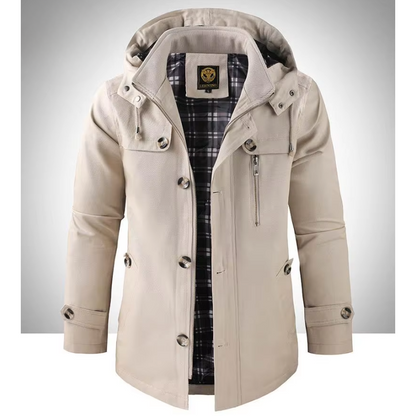 Men's Long Winter Jacket Waterproof with Hood