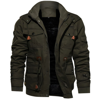 Men's Military Jacket with Multiple Pockets