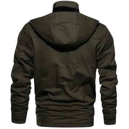Men's Military Jacket with Multiple Pockets