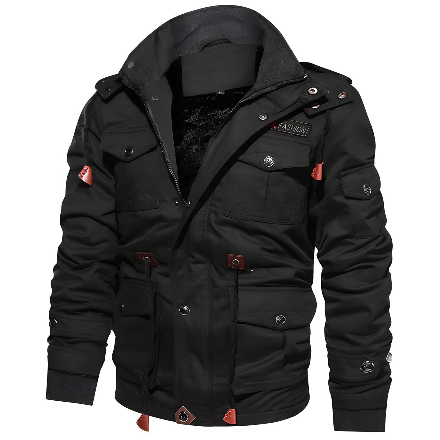 Men's Military Jacket with Multiple Pockets