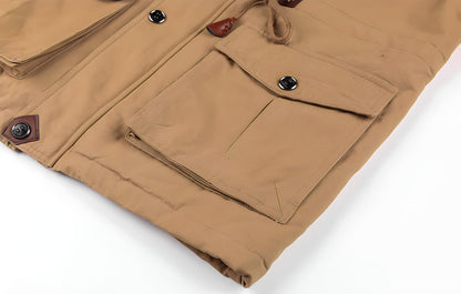 Men's Military Jacket with Multiple Pockets
