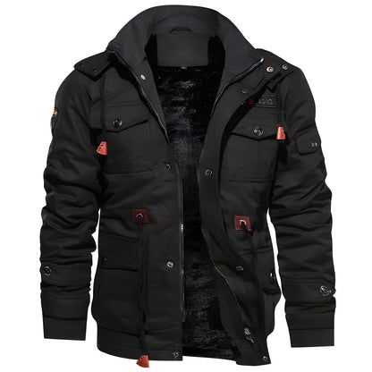 Men's Military Jacket with Multiple Pockets