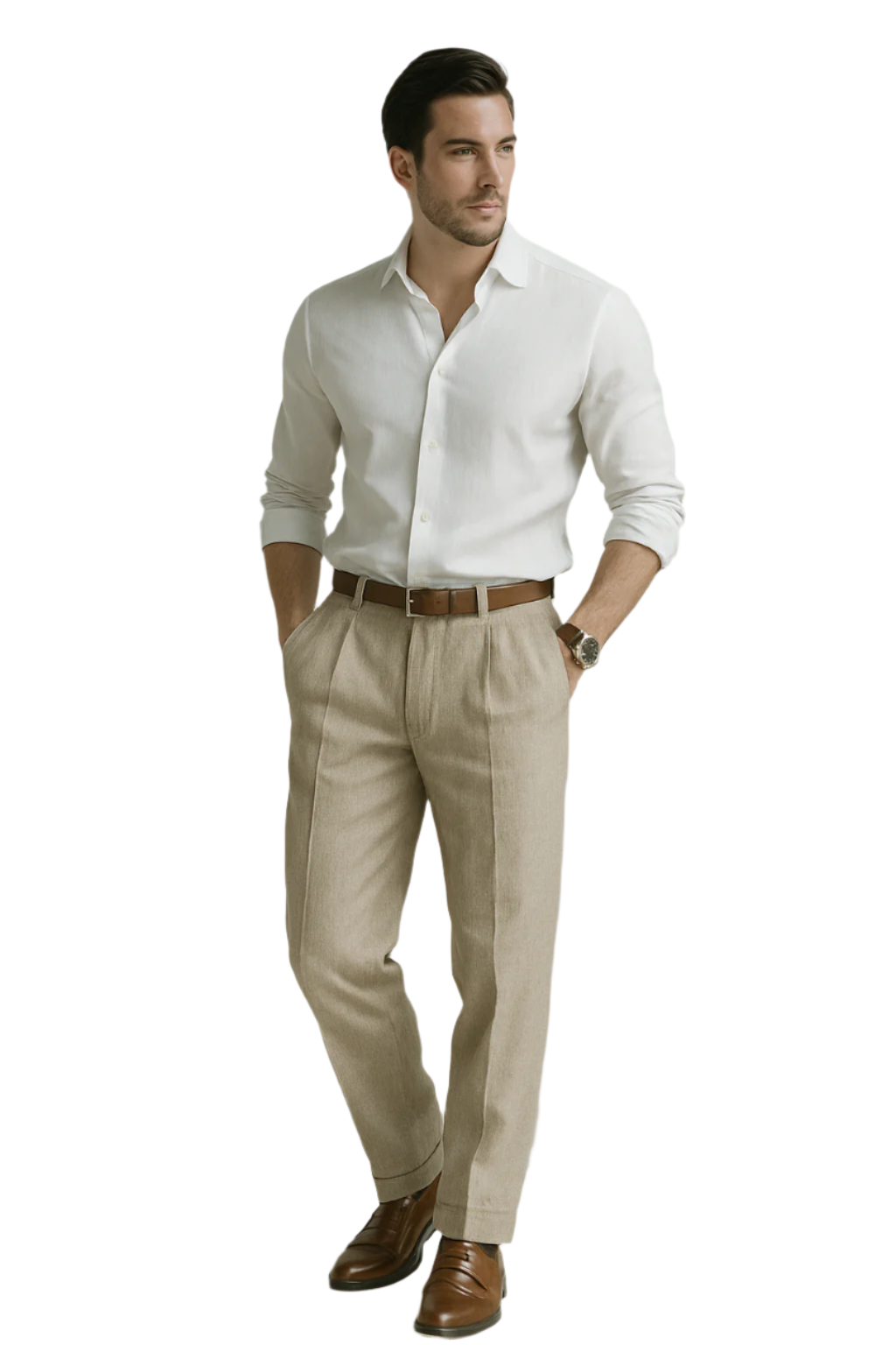 Men's Leisure Style Trousers Straight Legs Breathable Material