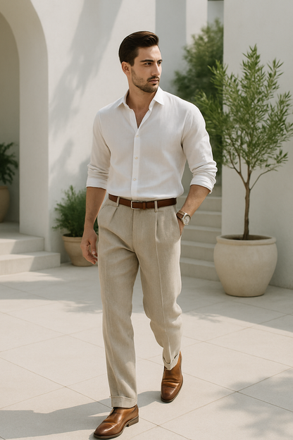 Men's Leisure Style Trousers Straight Legs Breathable Material