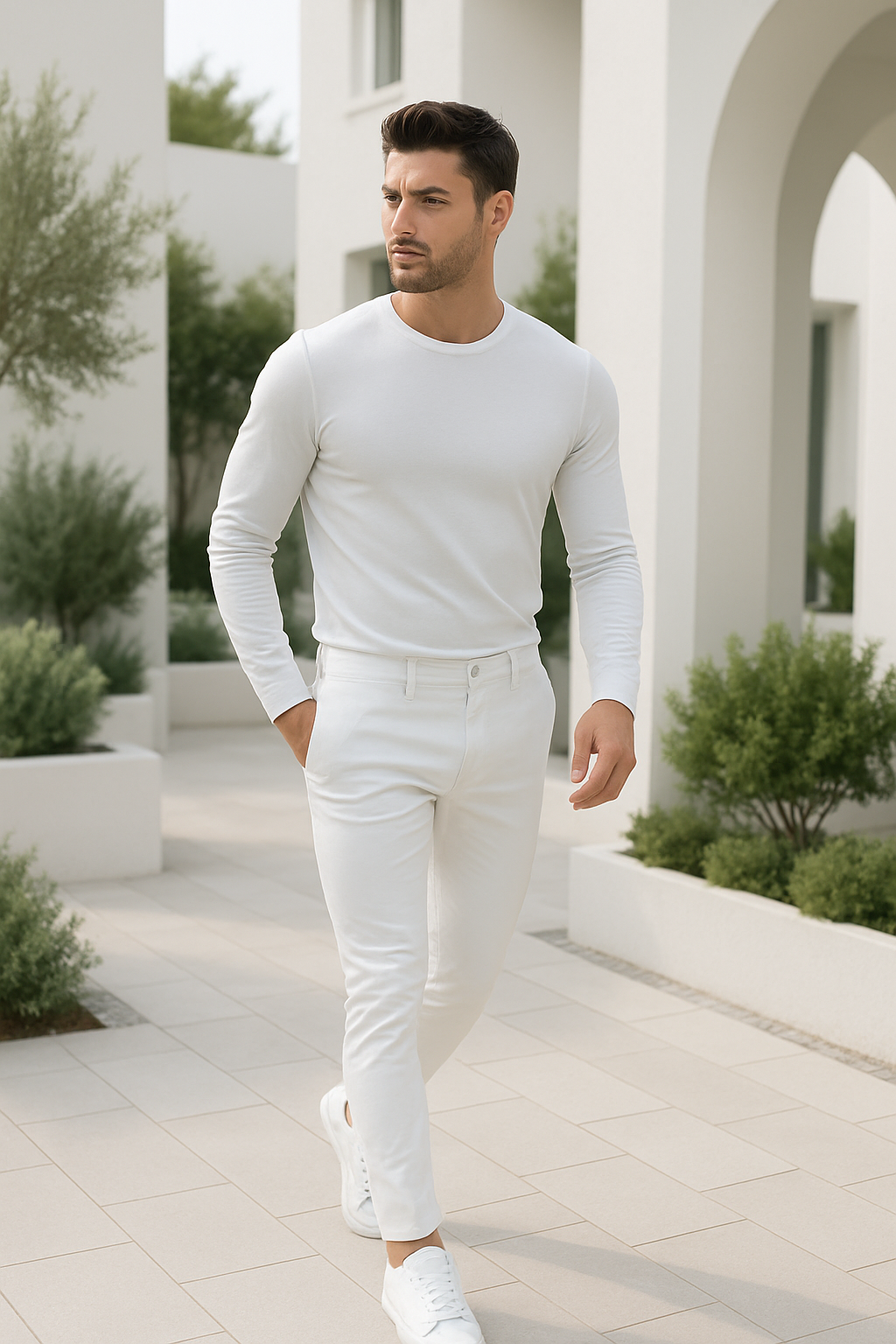 Men's Slim Fit Denim Trousers With Pockets