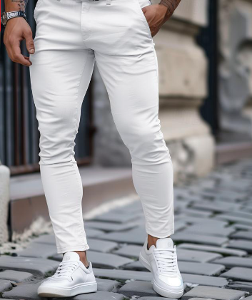 Men's Slim Fit Denim Trousers With Pockets