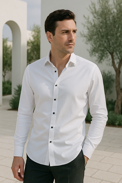 Men's Smart Casual Shirt Wrinkle-Free Stretch
