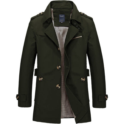 Men's Trench Coat Double-breasted Texture Soft Blended
