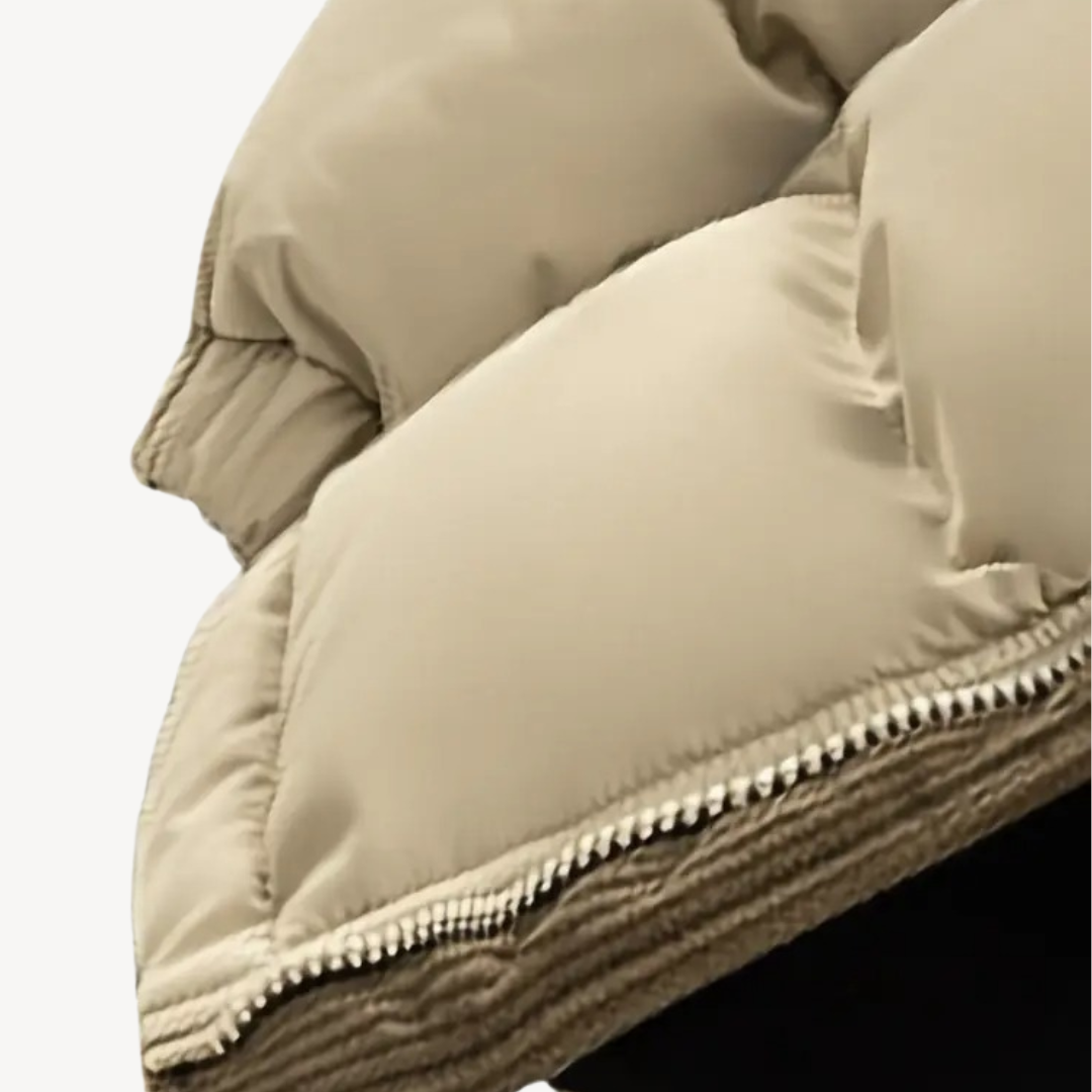 Men's Winter Coat with Drawstring Cap and Modern Design