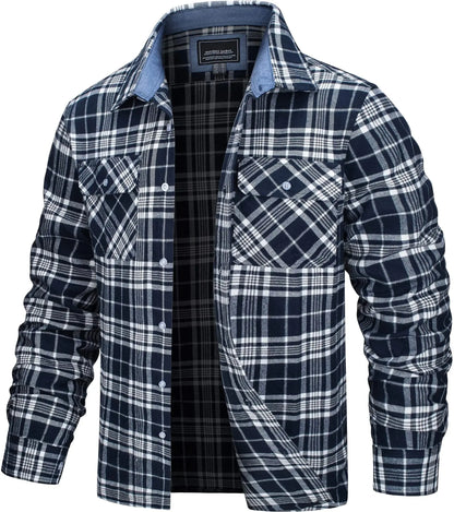 Herren Oversized Shirt Jacket Plaid Pattern Long Sleeves