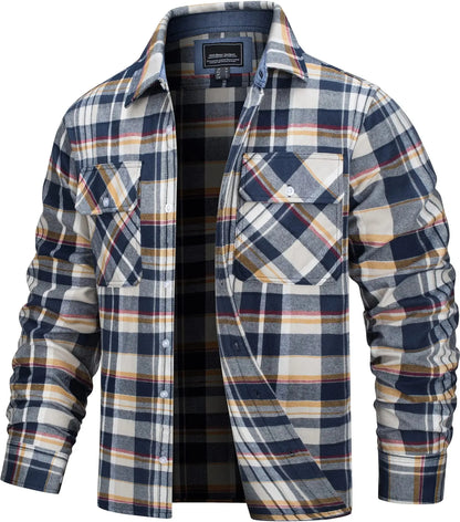 Herren Oversized Shirt Jacket Plaid Pattern Long Sleeves