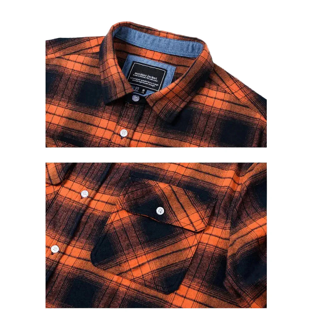 Herren Oversized Shirt Jacket Plaid Pattern Long Sleeves