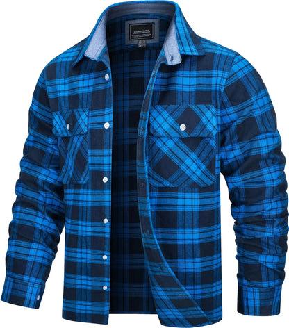 Herren Oversized Shirt Jacket Plaid Pattern Long Sleeves