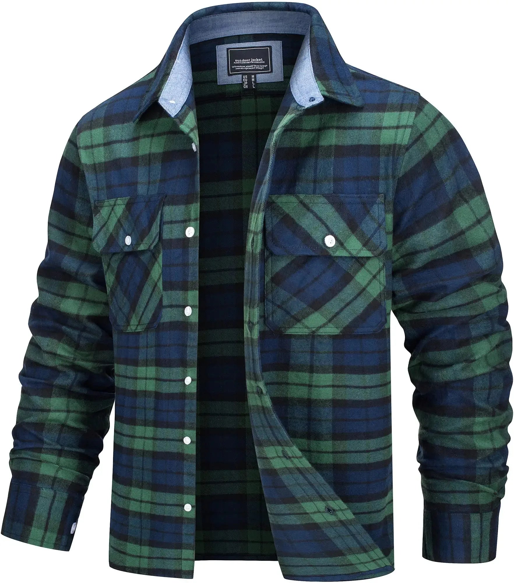 Herren Oversized Shirt Jacket Plaid Pattern Long Sleeves