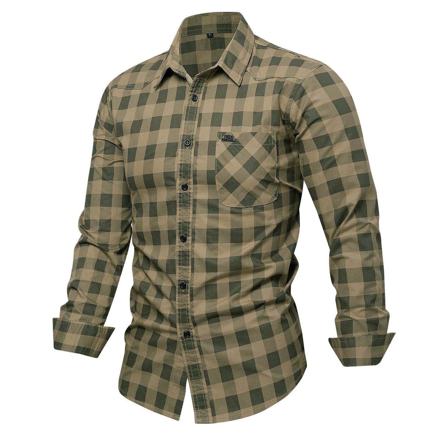 Herren Shirt Checkered Casual With Buttons Longer Sleeves