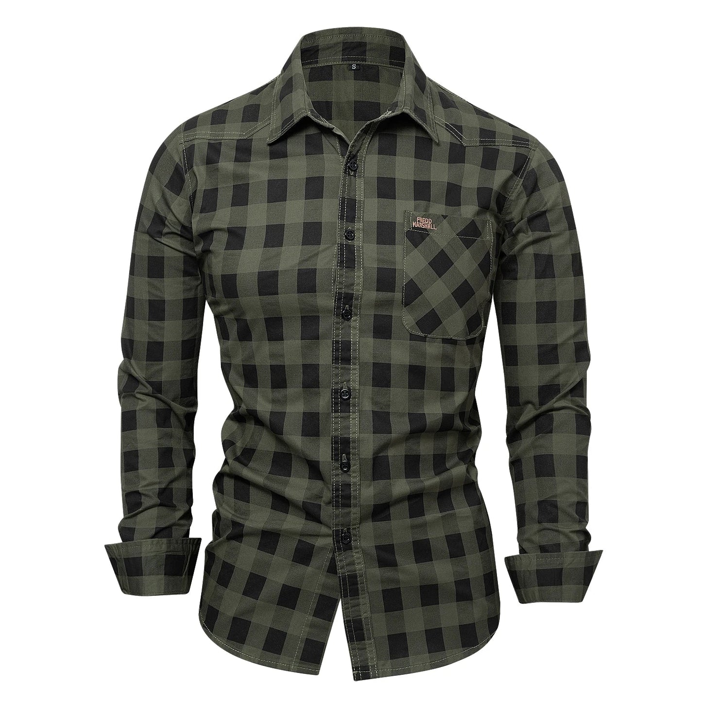 Herren Shirt Checkered Casual With Buttons Longer Sleeves
