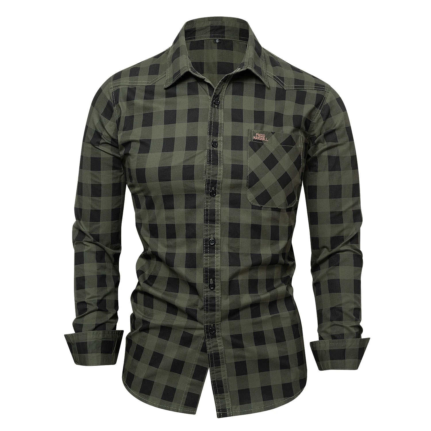 Herren Shirt Checkered Casual With Buttons Longer Sleeves