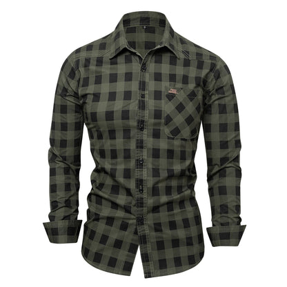 Herren Shirt Checkered Casual With Buttons Longer Sleeves