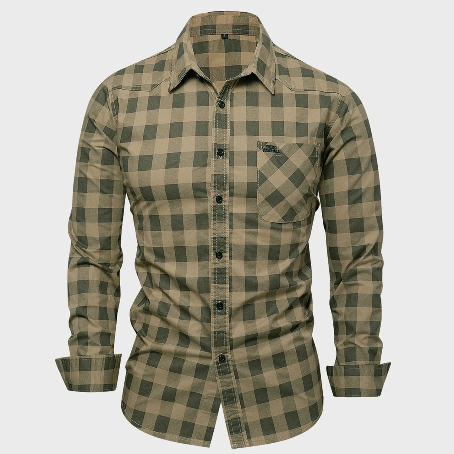Herren Shirt Checkered Casual With Buttons Longer Sleeves