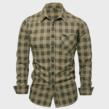 Herren Shirt Checkered Casual With Buttons Longer Sleeves