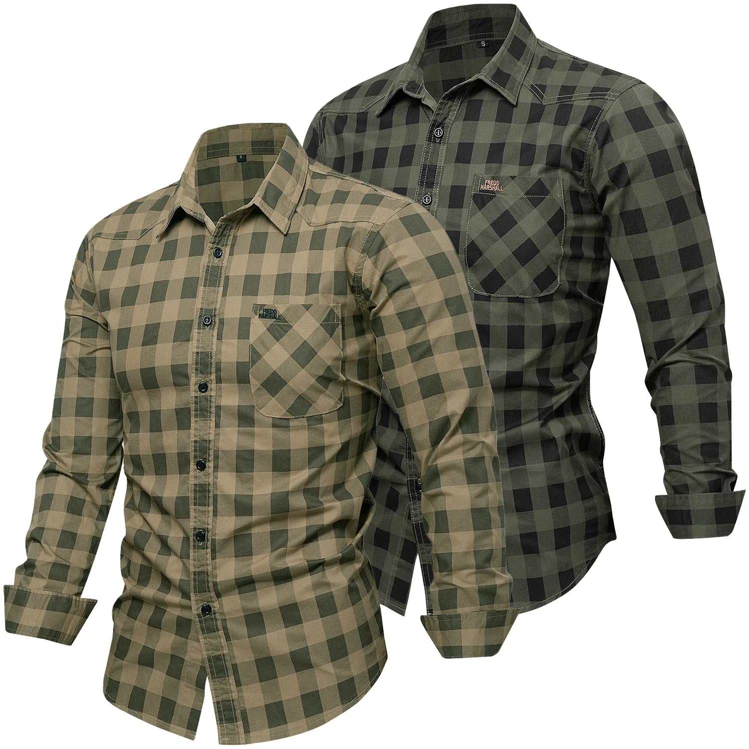 Herren Shirt Checkered Casual With Buttons Longer Sleeves