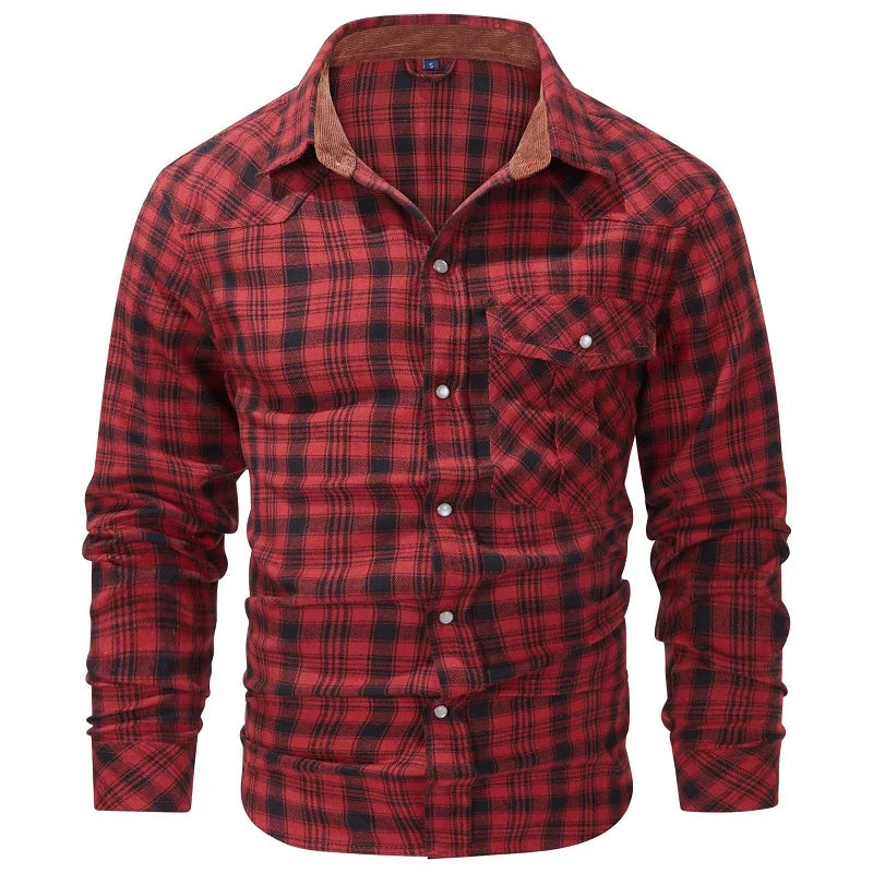 Herren Shirt Checkered Flannel Casual Long Sleeves