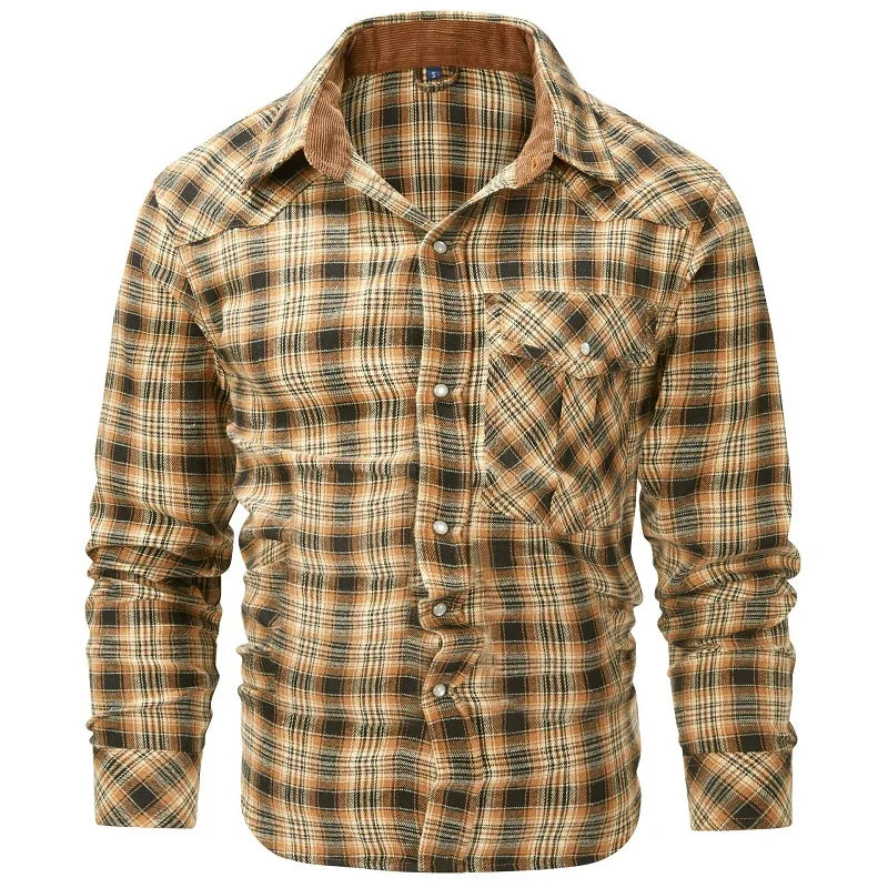 Herren Shirt Checkered Flannel Casual Long Sleeves