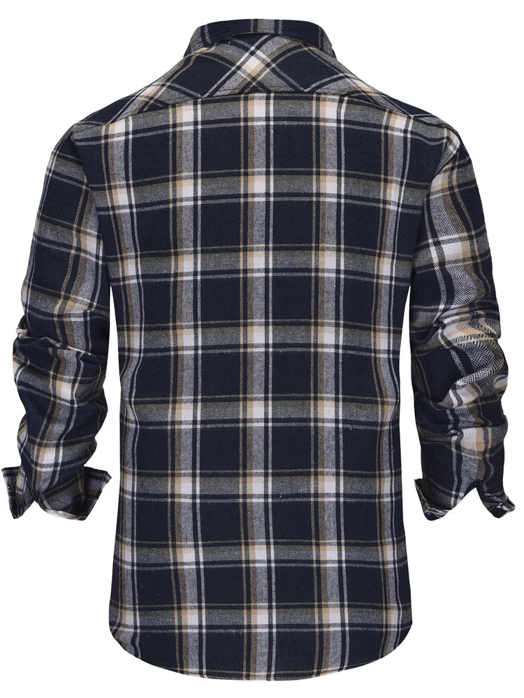Herren Shirt Flannel Plaid Pattern Long Sleeves Casual