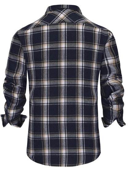 Herren Shirt Flannel Plaid Pattern Long Sleeves Casual