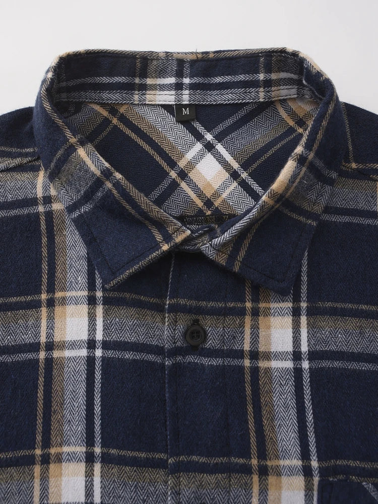 Herren Shirt Flannel Plaid Pattern Long Sleeves Casual