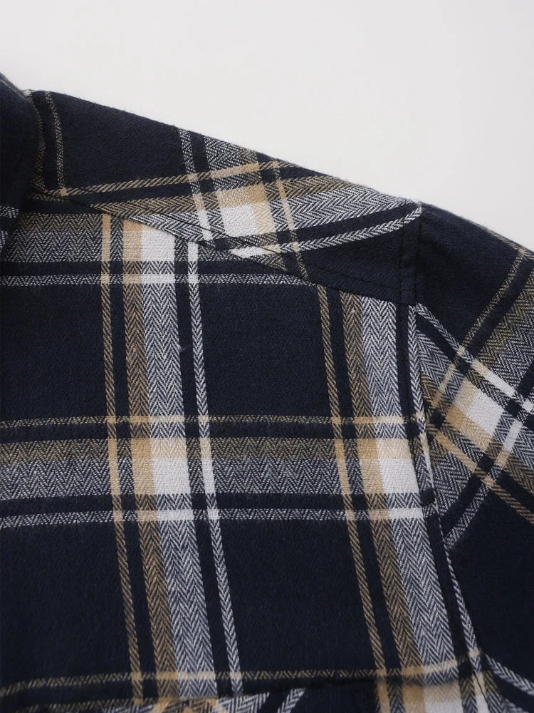 Herren Shirt Flannel Plaid Pattern Long Sleeves Casual